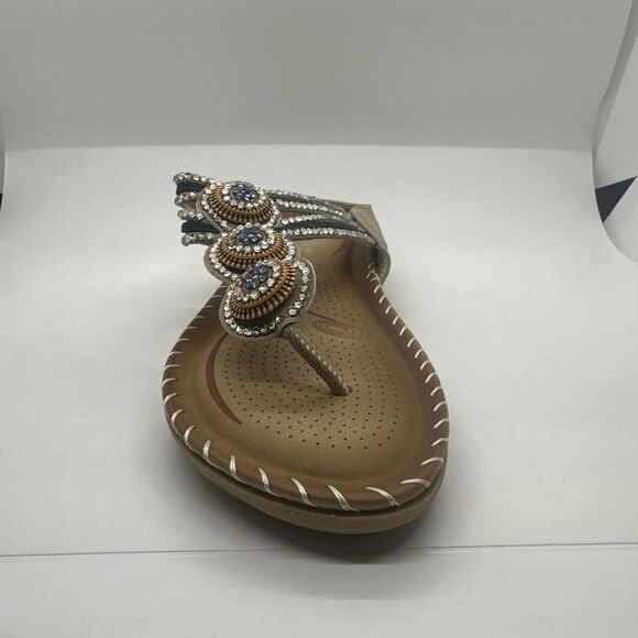 Harence Summer Casual Boho Flat Sandals Beach Comfortable Beaded Braided Sz 6.5 - Picture 3 of 13